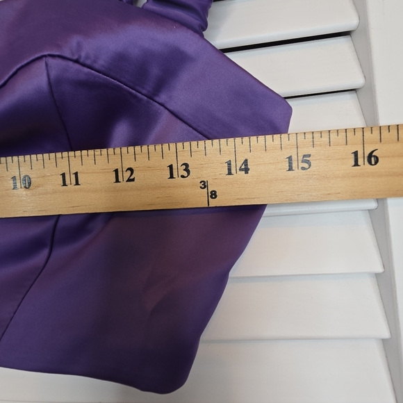BLUE BLUSH Purple Block Him Satin Crop Top Size Small Bustier Y2K Party Bralette - Picture 8 of 11